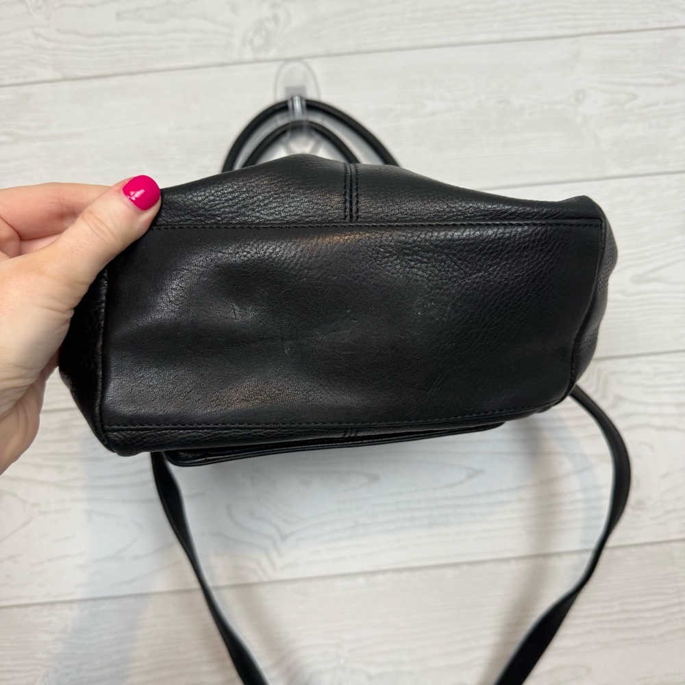 Fossil Vintage Black Pebbled Leather Satchel Crossbody Bag - Picture 5 of 10